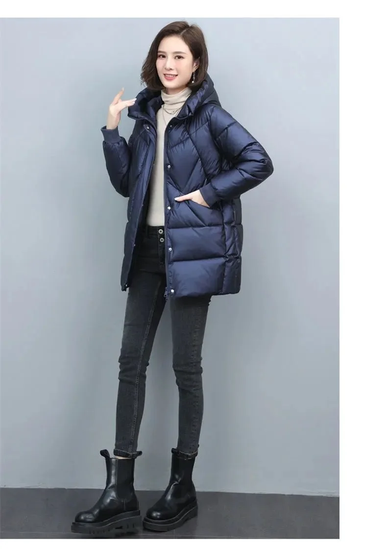 Down Cotton-Padded Jacket Women's Overcoat Winter 2026 New Thick Warm Parker Coat Fashion Loose Hooded Medium Long Cotton Jacket