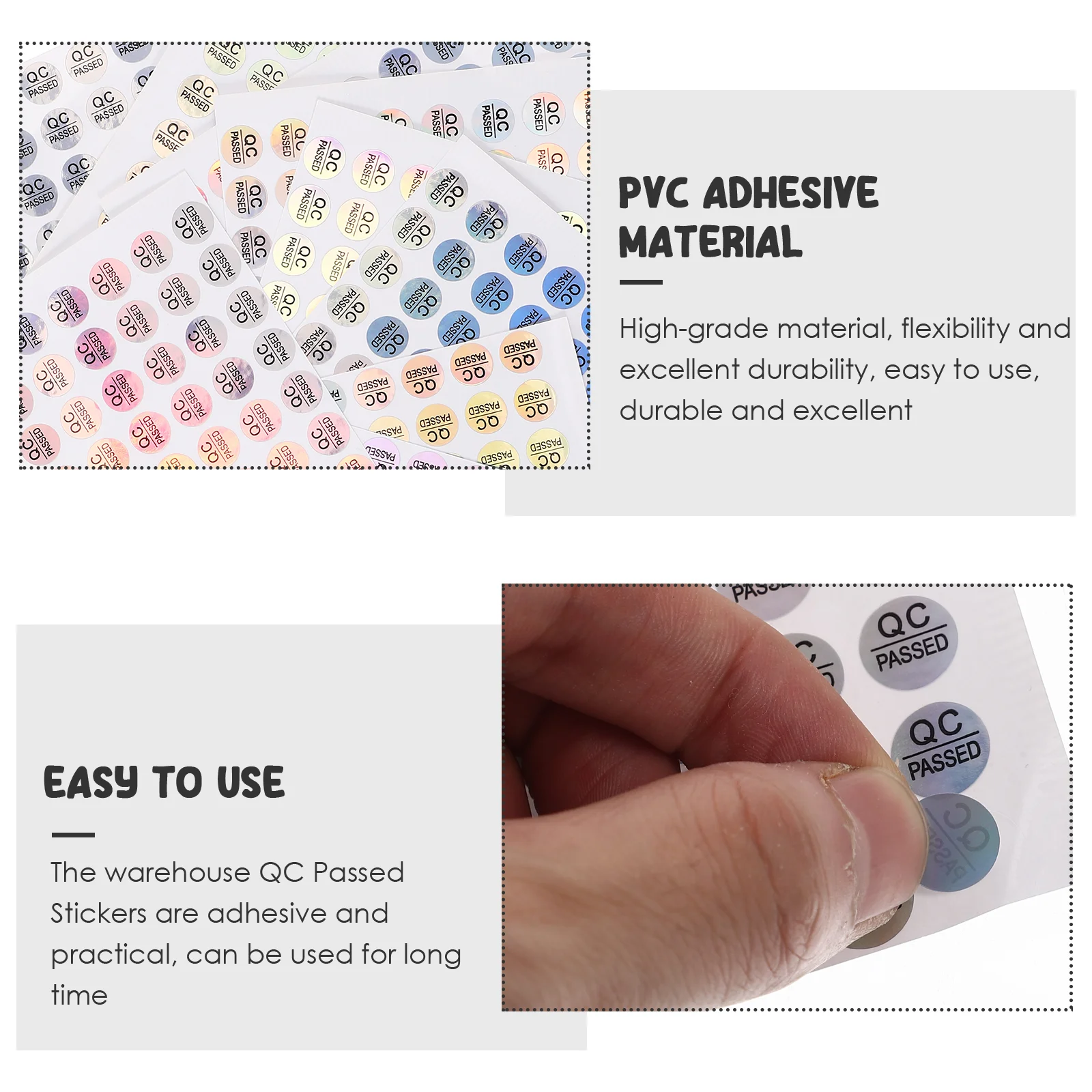 800 Pcs Qc Pass Tag Quality Test Sticker Passed Labels for Stickers Nail Decals Pvc Self-adhesive Inspection Circle