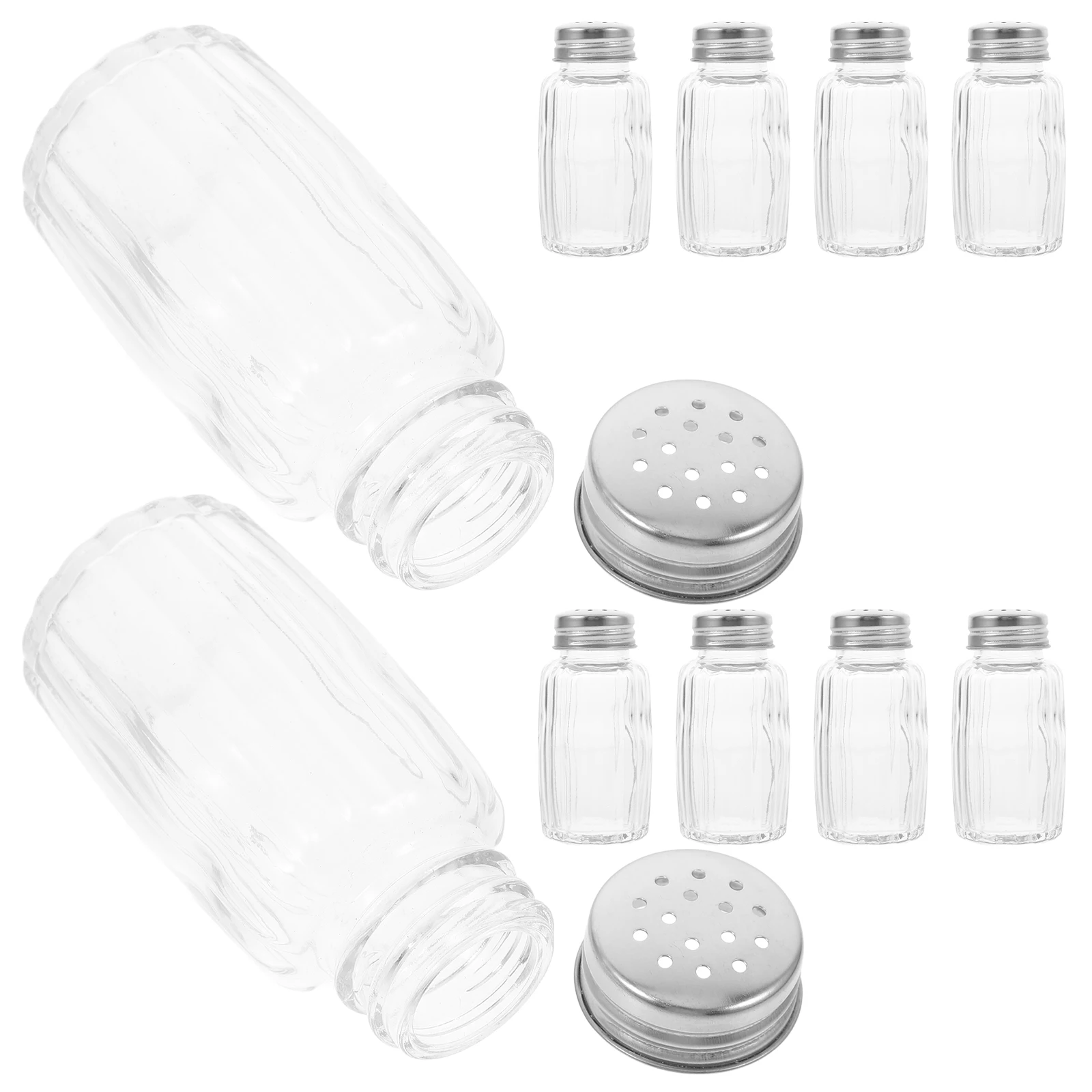 

10 Pcs Pepper Glass Seasoning Salt Jars Spice Bottles 13x10 Kitchen Condiment Containers Reusable