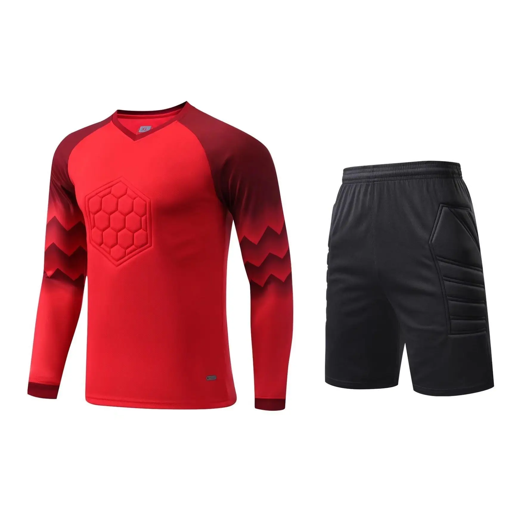 2023 Men Kid Football Goalkeeper Uniform Protective Sponge Long Sleeve Soccer Training Goalkeeper Top Soccer Jersey Pants Custom