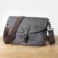 Vintage Casual Canvas & Genuine Leather Small Square Bag For Men Simple Horizontal Shoulder Bag Unisex Messenger Youth Bag M104