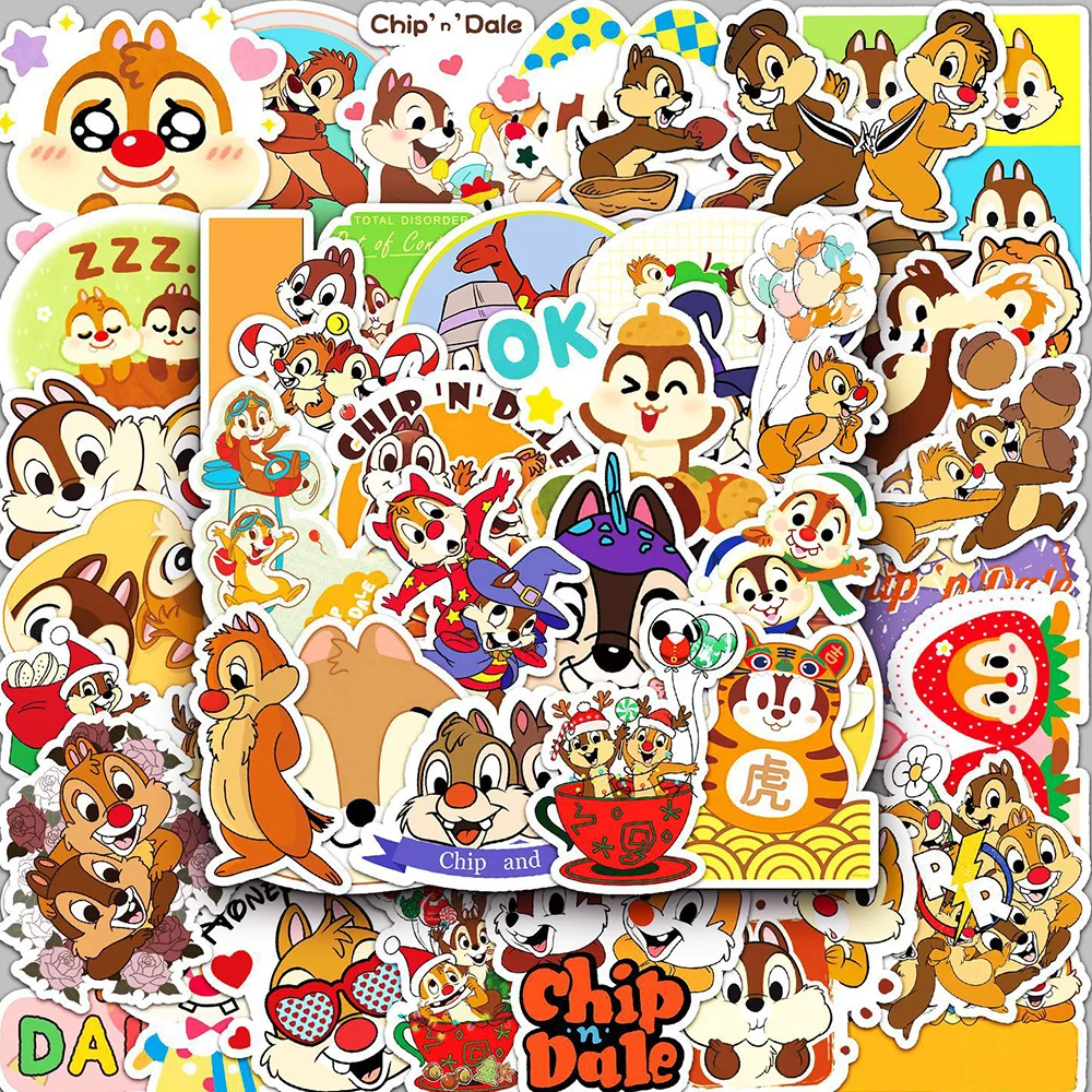 Pegatinas de dibujos animados de Disney para niños y niñas, calcomanías impermeables con Chip \'n\'dale, para coche, portátil, diario, 10/30/50 piezas