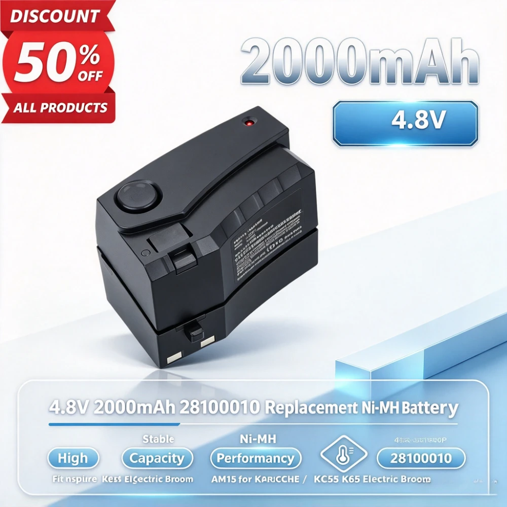 4.8V 2000mAh 28100010 Replacement Ni-MH Battery for Karcher KC55 K65 Electric Broom AM1514 GP160SCHE OSM SC1500P 4KR-1500SC/V