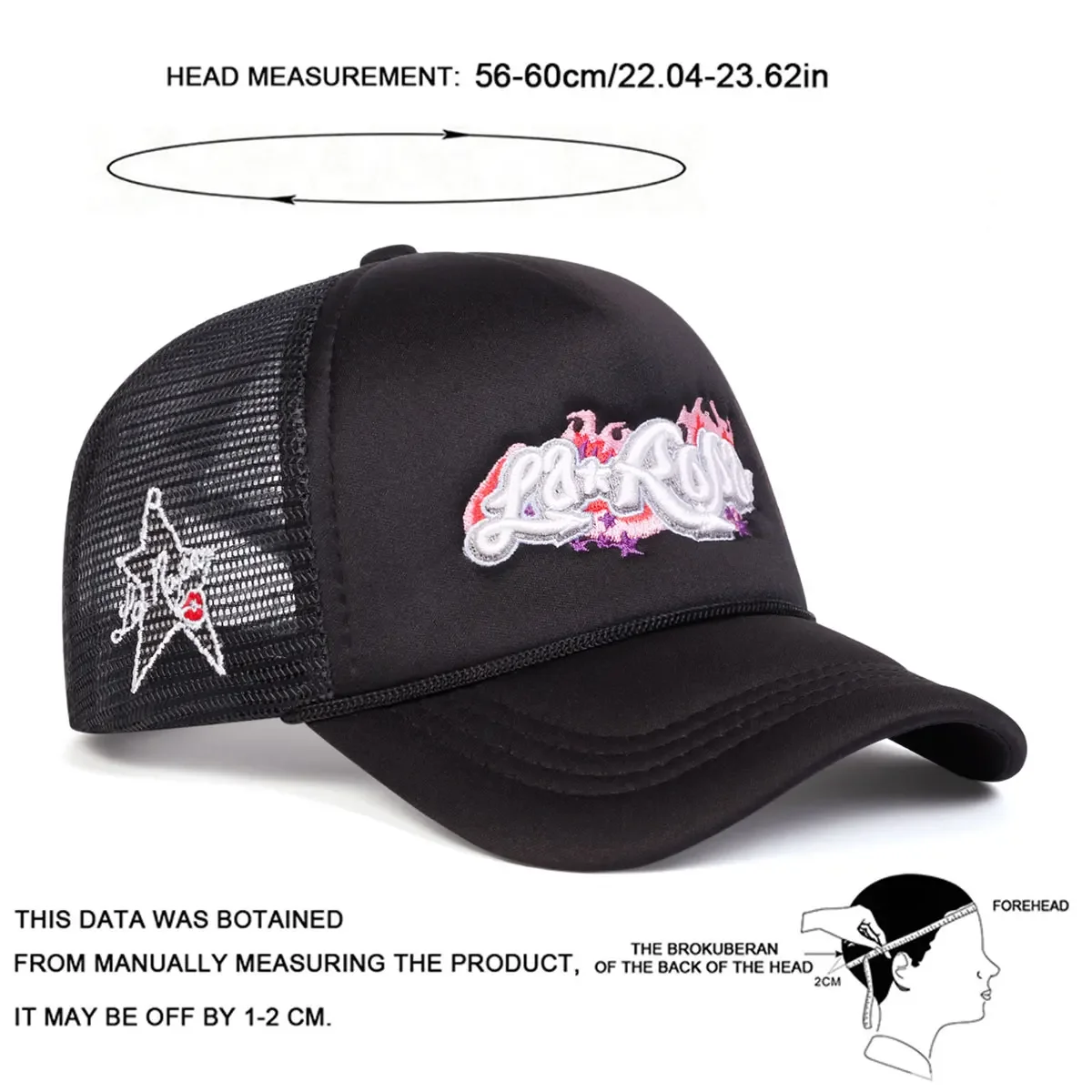 للجنسين LaRona لهب التطريز قبعات البيسبول صافي الربيع والصيف في الهواء الطلق قابل للتعديل قبعات عادية واقية من الشمس قبعة قبعة رياضية
