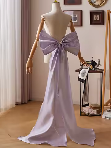 New sweat purple bowknot butterfly removable detachable training prom performance evening dress gown accessories DIY