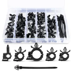 60pcs/Box Car Wiring Harness Fastener Assortment Portable Auto Vehicle Automobile Routing Retainer Clip Pipe Fixing