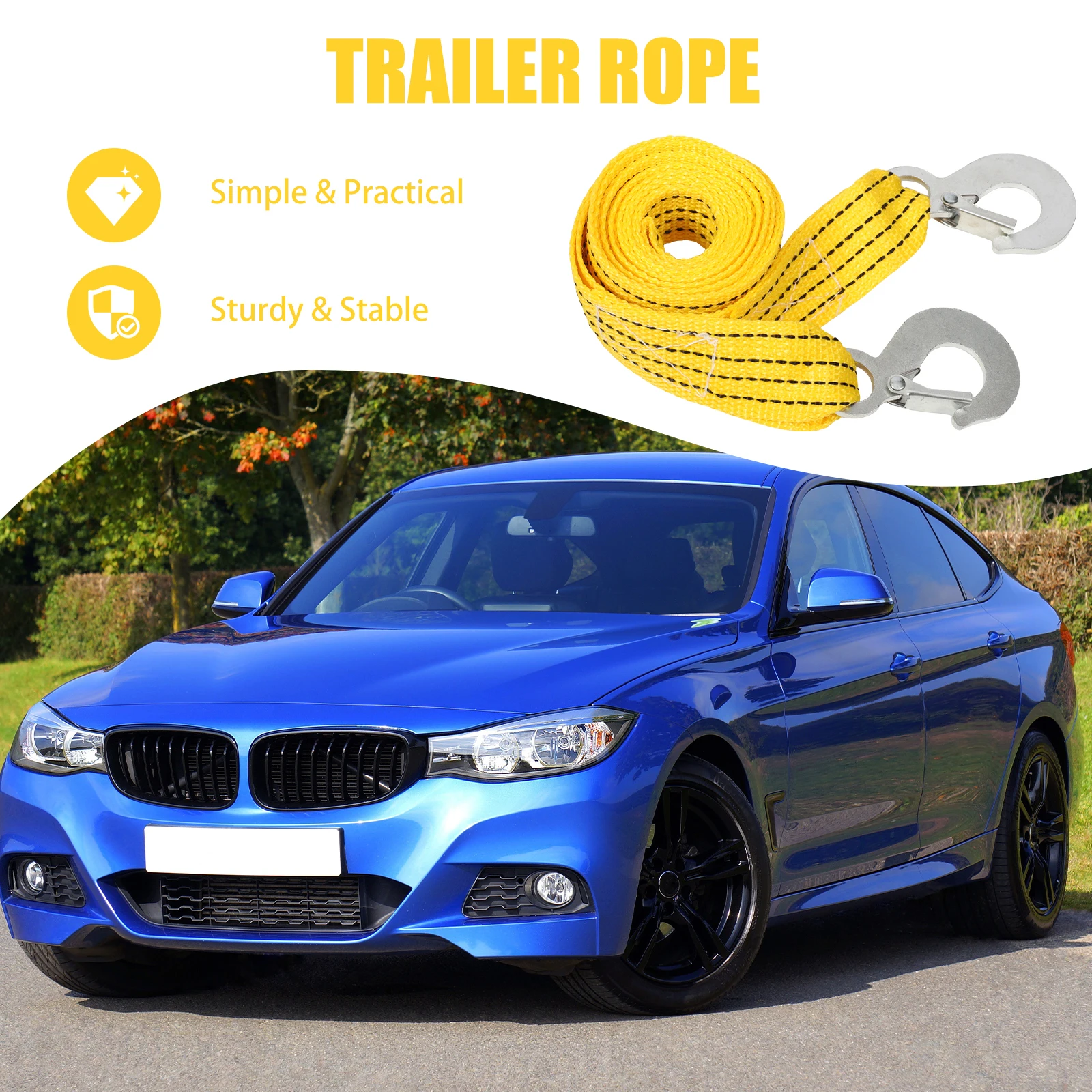

10 Ton Fluorescent Nylon Tow Outdoor Recovery Eagle Sturdy Winch Rope Hook Sturdy Nylon Car Trailer Winch Rope