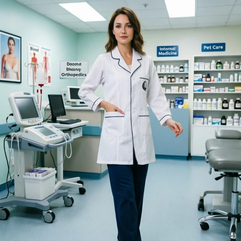 Skin Management Beauty Salon Special Work Clothes Short Sleeve White Coat Embroidery Master's Dress Nurse's Dress