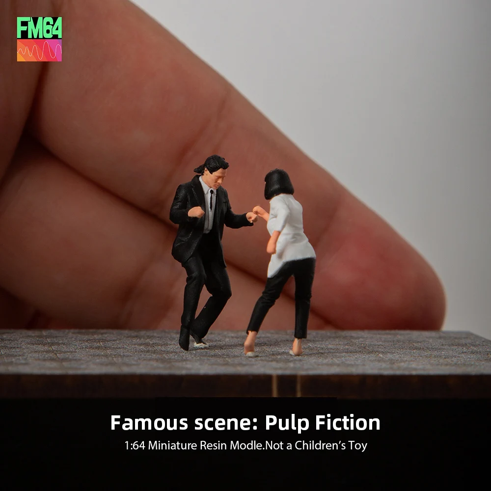 Kicarmod 1/64 Serie de Personajes de Pulp Fiction, Figura de Resina en Miniatura para Diorama de Coche a Escala 1/64