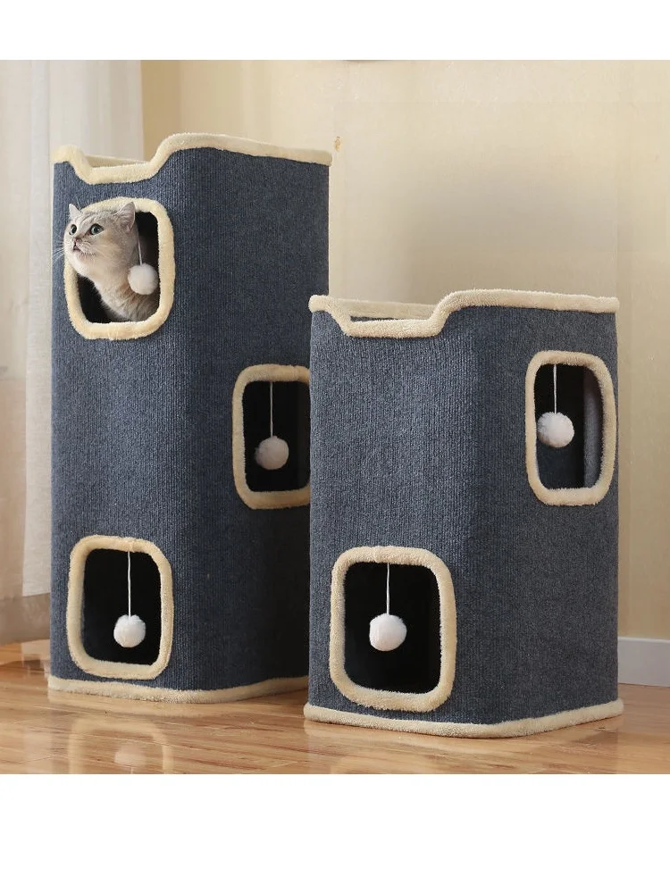 

Warm Winter House Closed Villa Scratching Board Hemp Bucket Climbing Frame Integrated Not Occupying Space
