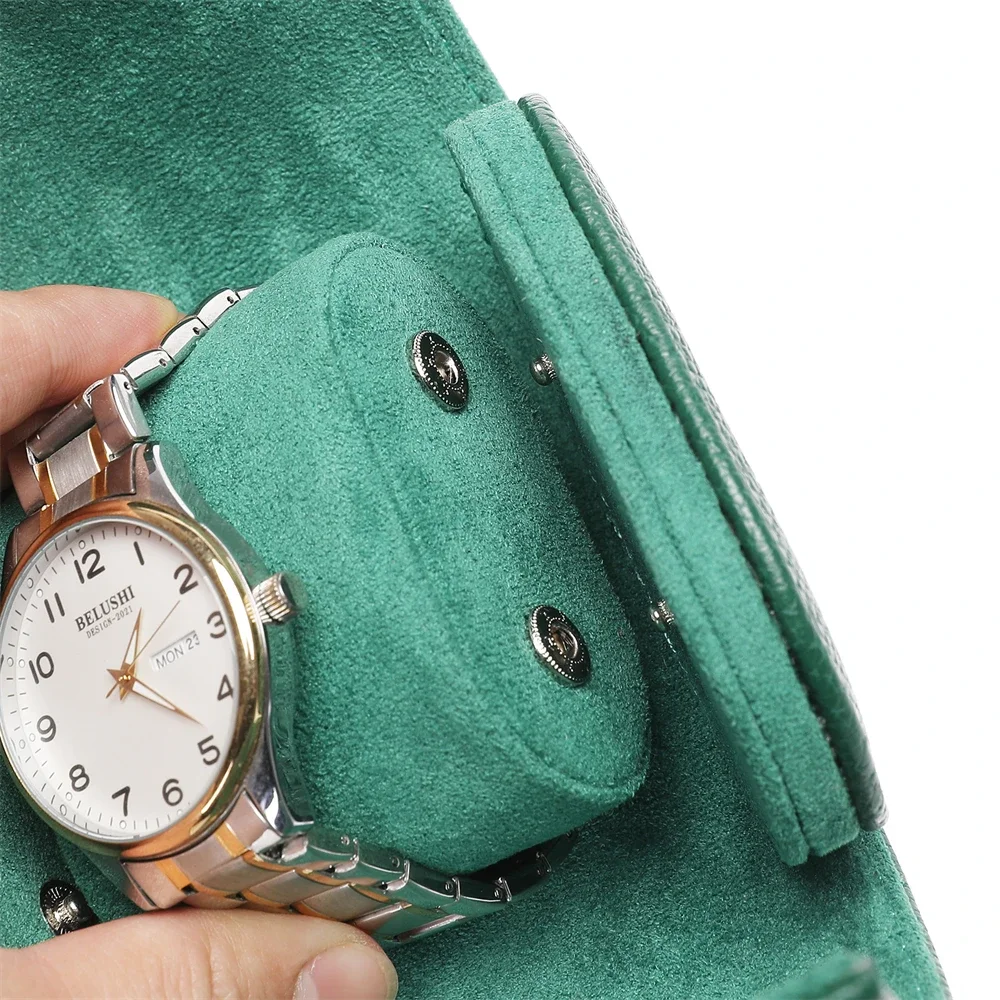 Embers Leder-Uhrenrolle mit 1, 2, 3 Fächern, Luxuriöse Echtleder-Uhrenaufbewahrungsbox, Reiseetui, Uhrenetui, Geschenkbox, Uhrenbeutel – Detail 5