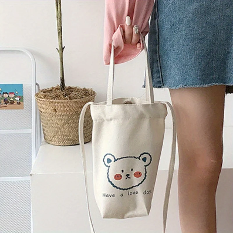 Adorable Cartoon Mini Bucket Bag - Water Bottle Holder Purse - Trendy Casual Chic Crossbody Bag for Women On-The-Go