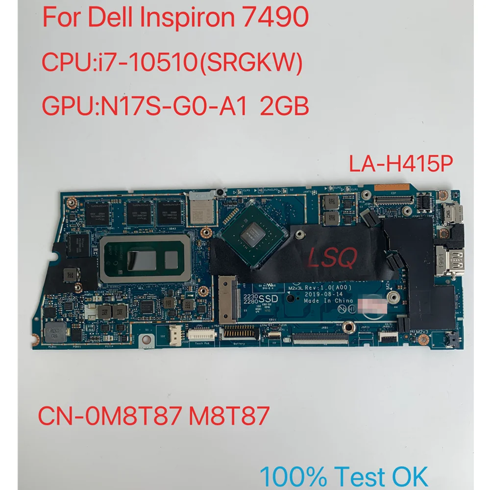 

LA-H451P для Dell Inspiron 7490 материнская плата для ноутбука CPU i5 i7 CN-00RXFF 0RXFF M8T87 0M8T87 100% Test OK