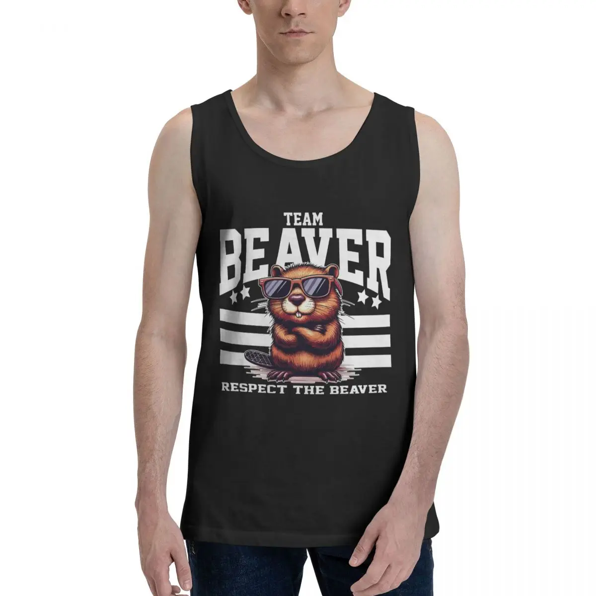 Team Beaver Respect The Beaver 100% Cotton Men's Sweatshirt Vest Sleeveless Clothing Tees Men Tank Tops T-shirt
