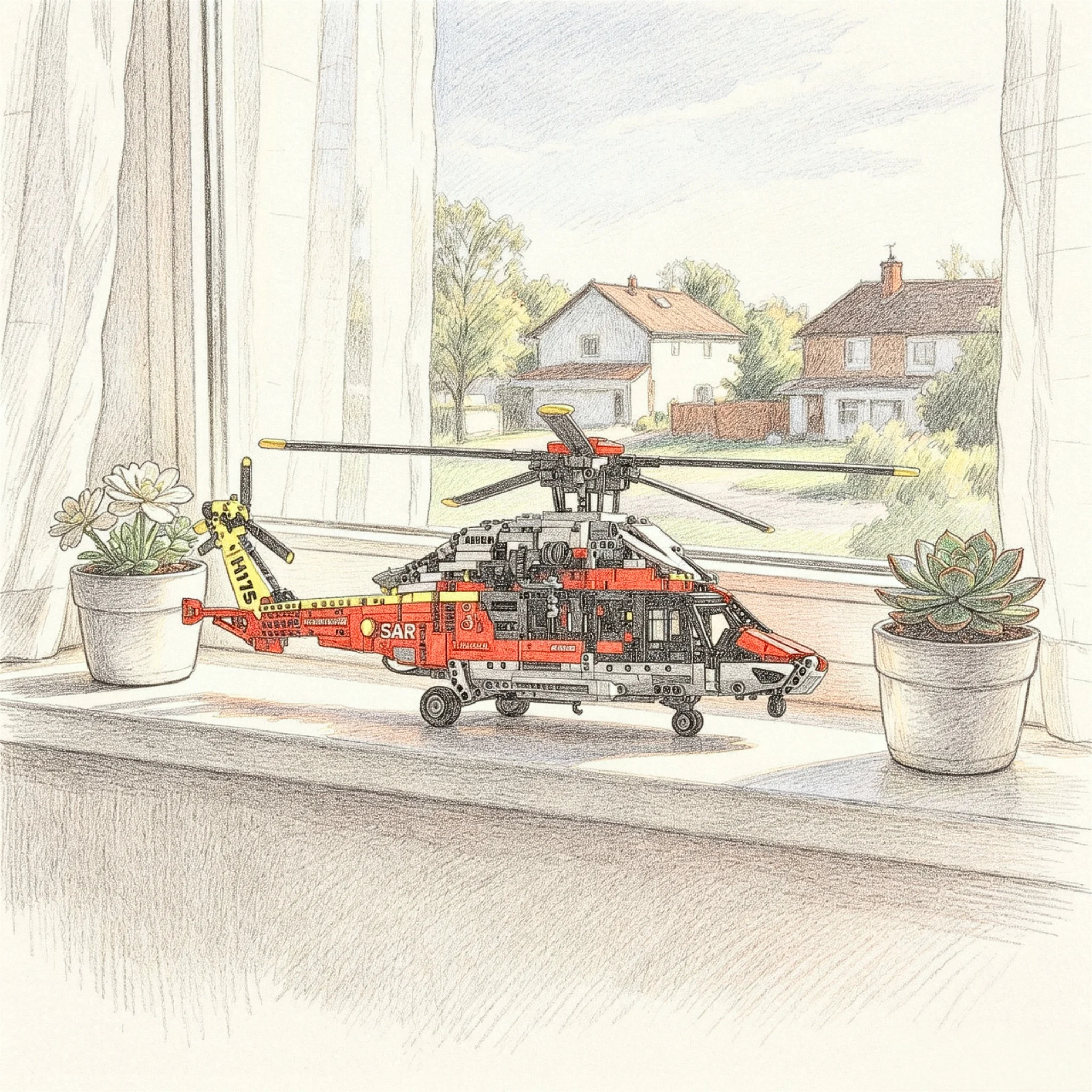 New Airbus rescue helicopter educational model men and women building blocks rotating rotor toys men and women holiday gifts