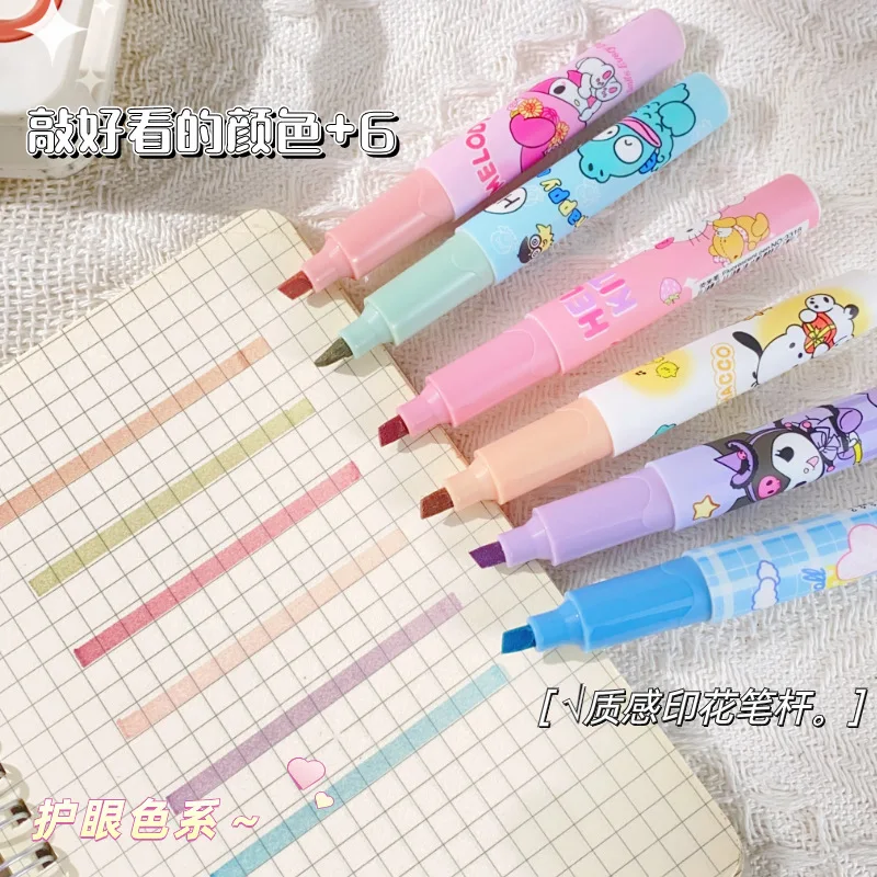 Super Cute Sanrio Cartoon Highlighter Mini Shape Marker Student Hand Ledger Color Pen School Office Stationery Children'S Gift