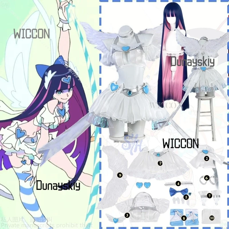 

Serein Cos Store New PANTY & STOCKING Cosplay STOCKING Sister Sexy Angel Lolita Blue Heart Striped Socks Halloween Christmas