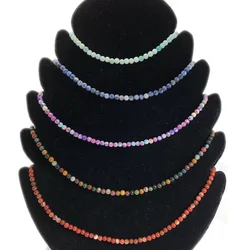 4mm Natural Stone Round Beads adjustable Necklace Agate Opal Tigers Eye Quartz Crystal labradorite Charm Necklace Women Jewelry