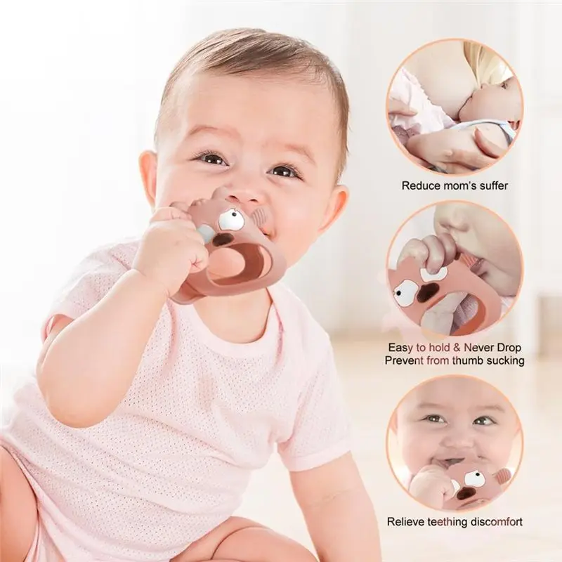 A68P-Baby Teether ,Cute Dog Buddy Silicone Teething Gloves For Newborn Care Gums Sucking Needs
