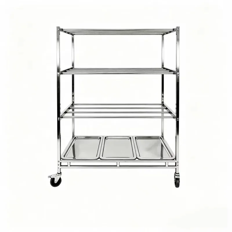 Multi-layer Stainless Steel Rack Anti-rust Storage Movable 4-Wheel Cart 200kg Load-bearing Kitchen Utensils Hanger