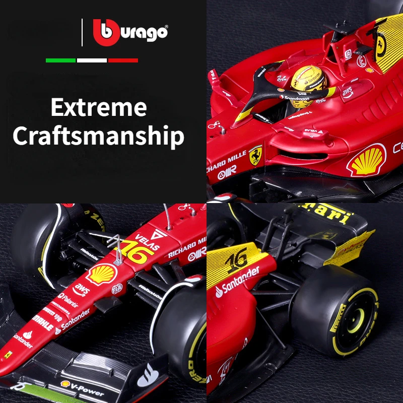 Bburago ferrari F1-75 modelo de carro de corrida genuíno metal diecast brinquedos, 75 ° aniversário, liga de simulação, menino presentes, 1:24, 2022