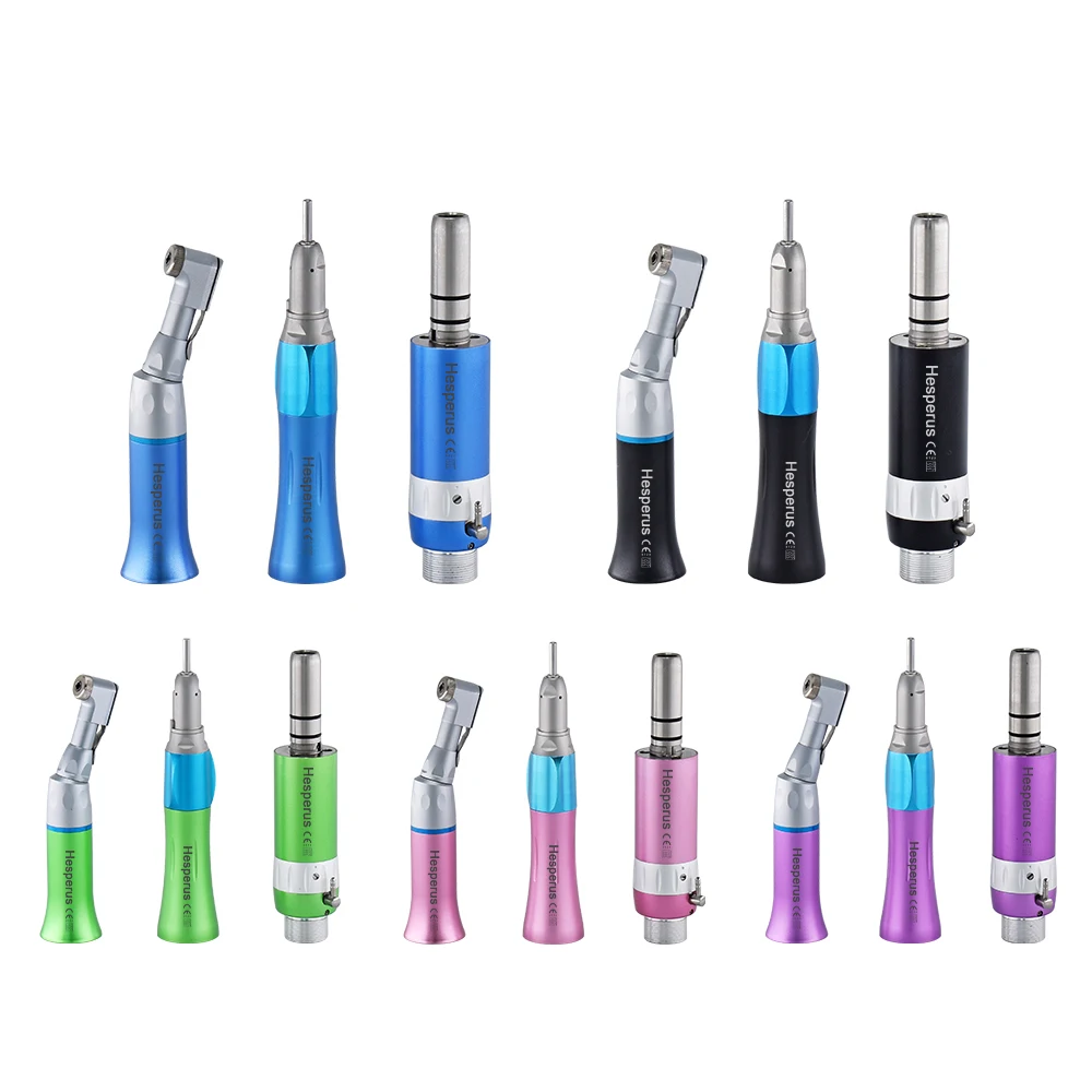 2/4 Hole Colorful Den  tal Low Speed Handpiece kit Straight Contra Angle Single Water Spray Air Turbine For Universal E type Air