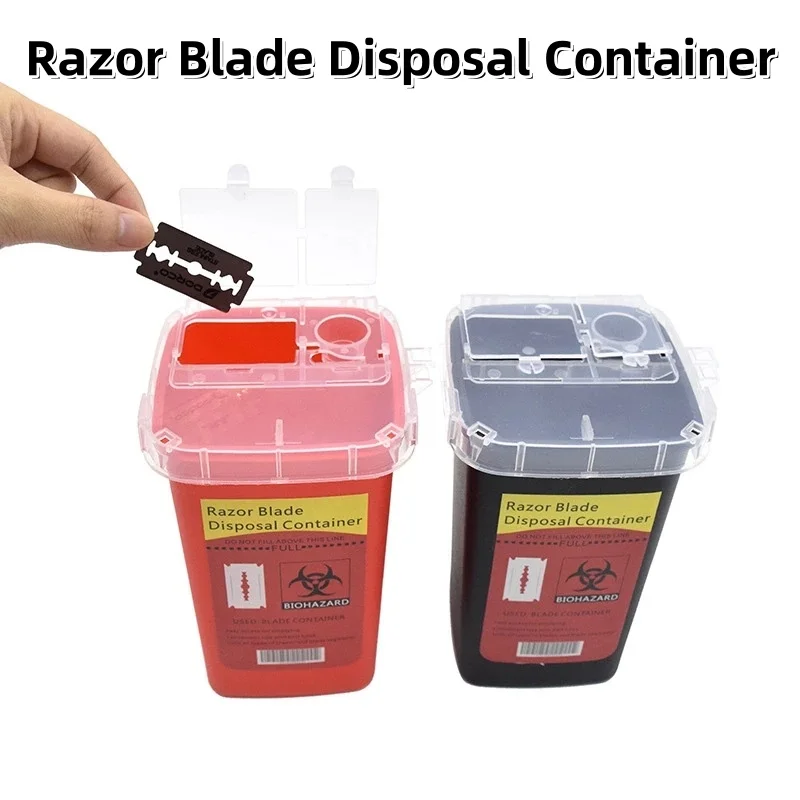 Razor Blade Disposal Case Mini Trash Storage Box Barbershop Waste Blade Sharp Eyebrow Trimmer Recycling Bin Salon Accessories