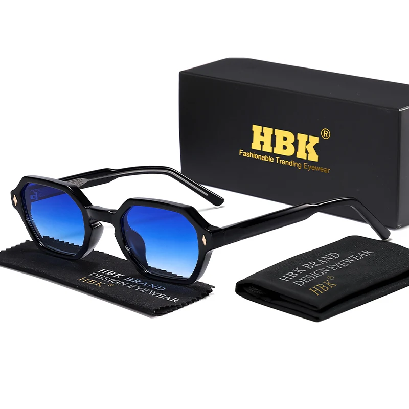 HBK Vintage Punk Men Sunglasses Personalized Design Polygonal Frame Sun Glasses for Women Parties Travel Holidays Glasses