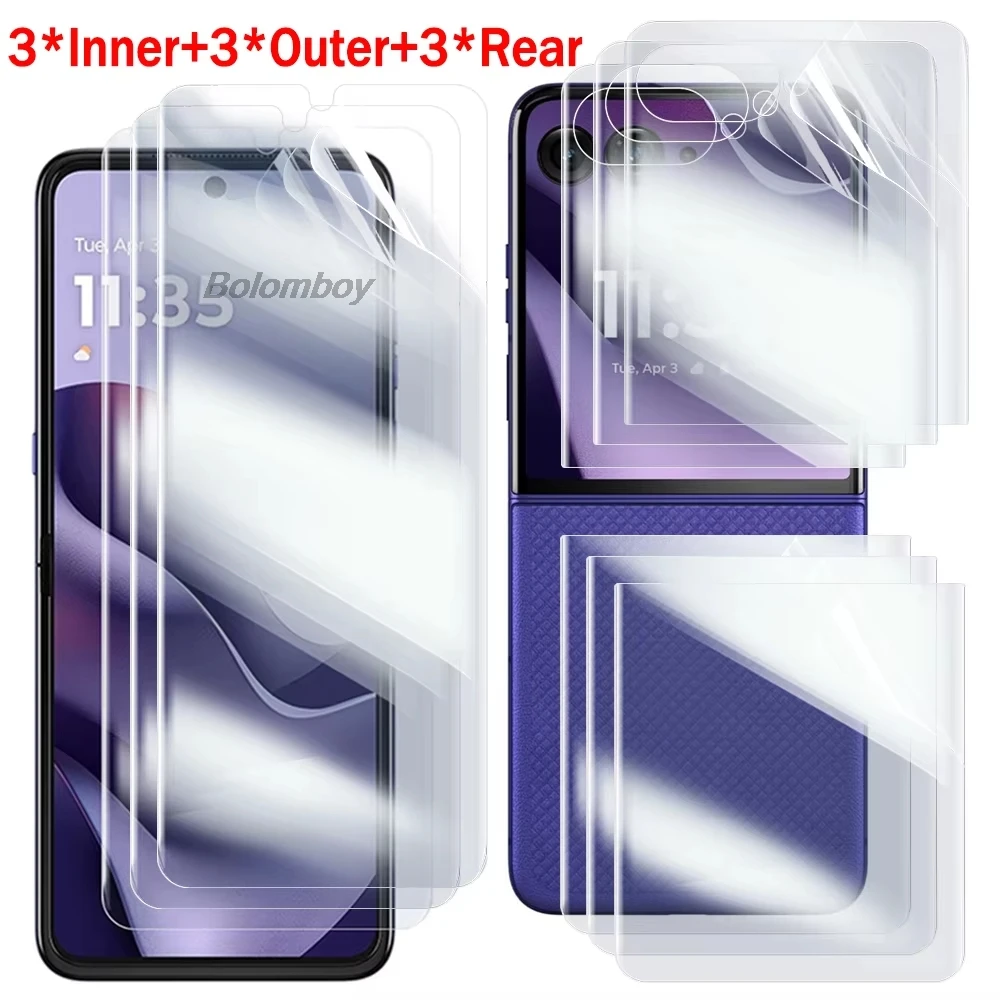 9in1 Hydrogel Film Screen Protector For Motorola Razr 50 60 70 Pro 70 Ultra 40 Moto Razr+ 2024 2025 2026 Full Cover HD Soft Film