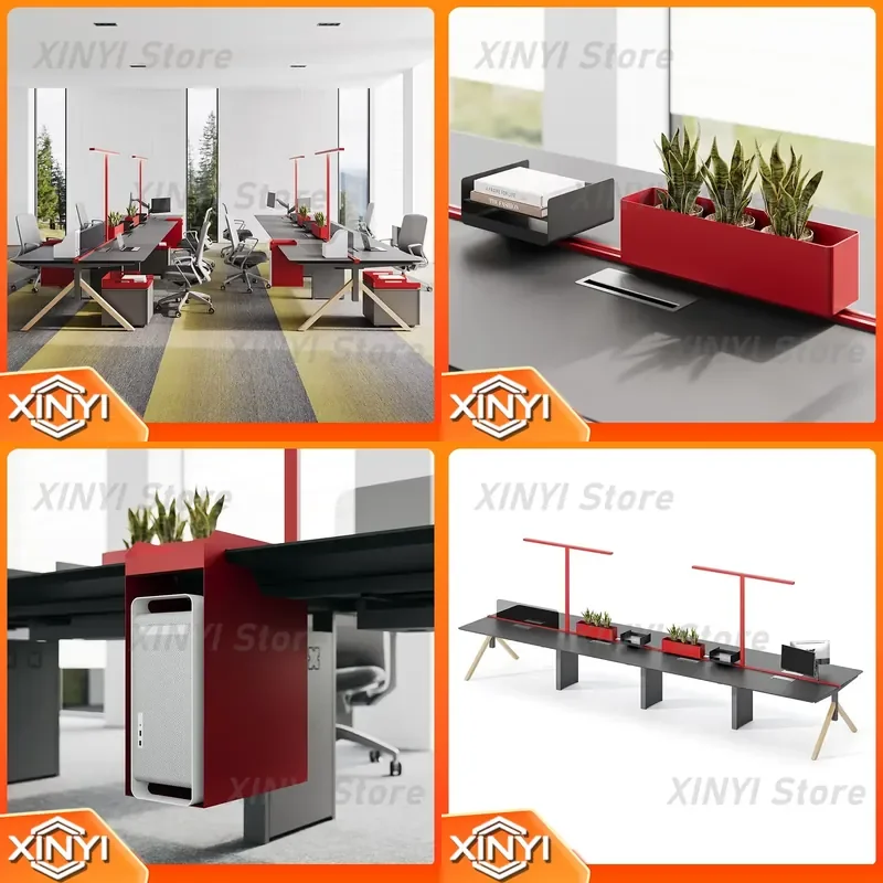 Modern 6 Seater Modular Desk for Open Space Office Workstation for Office Worker Wooden Workplace Furniture for Home Office
