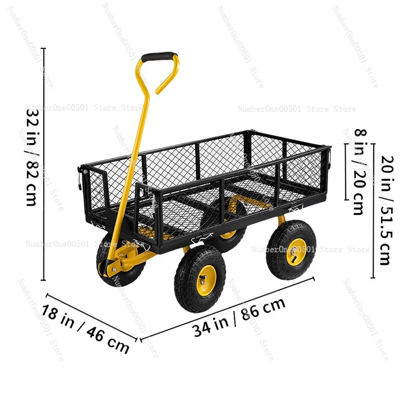 Garden Cart Folding Utilities Wagon with Heavy Duty Garden Cart 500 lbs 900 lbs 1200 lbs capacity