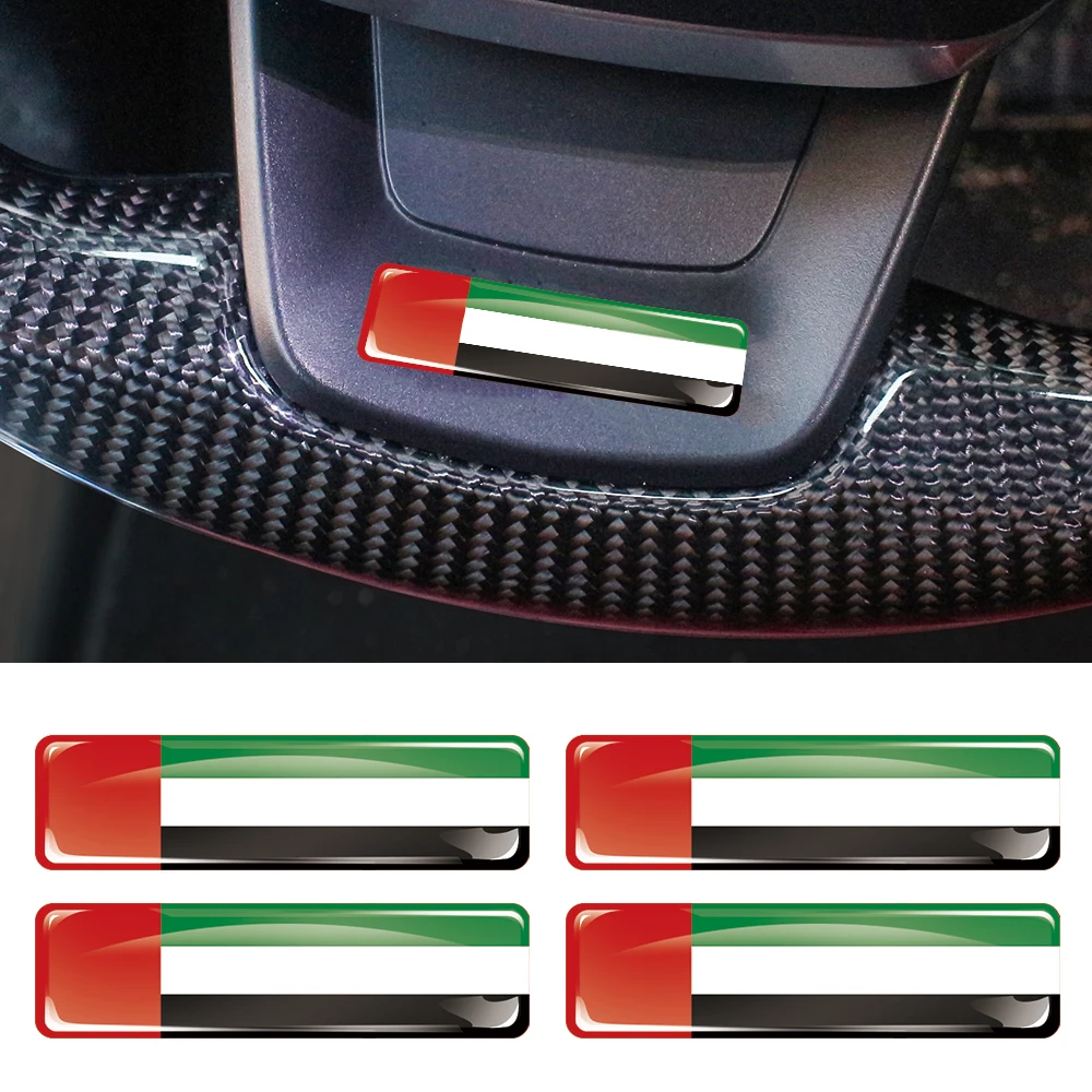 UAE Flag 3D Epoxy Resin Decorate Car Sticker Car Window Buttons Steering Wheel Center Console Panel Motorcycle Fuel Tank