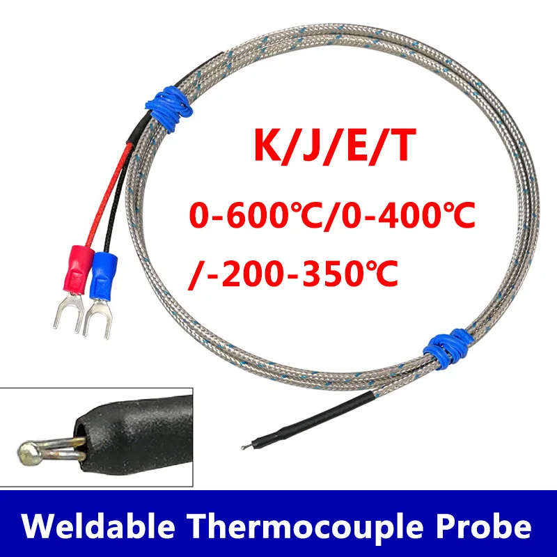 K Type Thermocouple Probe 600°C Exposed Bare Tip Welded Bead High Sensitivity Fast Response Temperature Sensor Wire