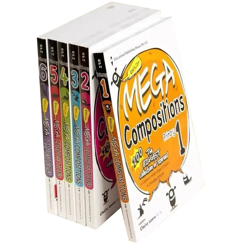 

6 Books/Set Sap English Mega Composition Writing Book Singapore Primary School Students Textbook