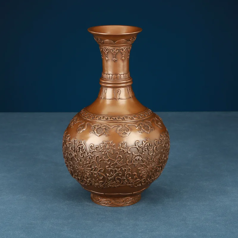 DSA copper twisted lotus pattern vase ornament handicrafts living room office home decoration