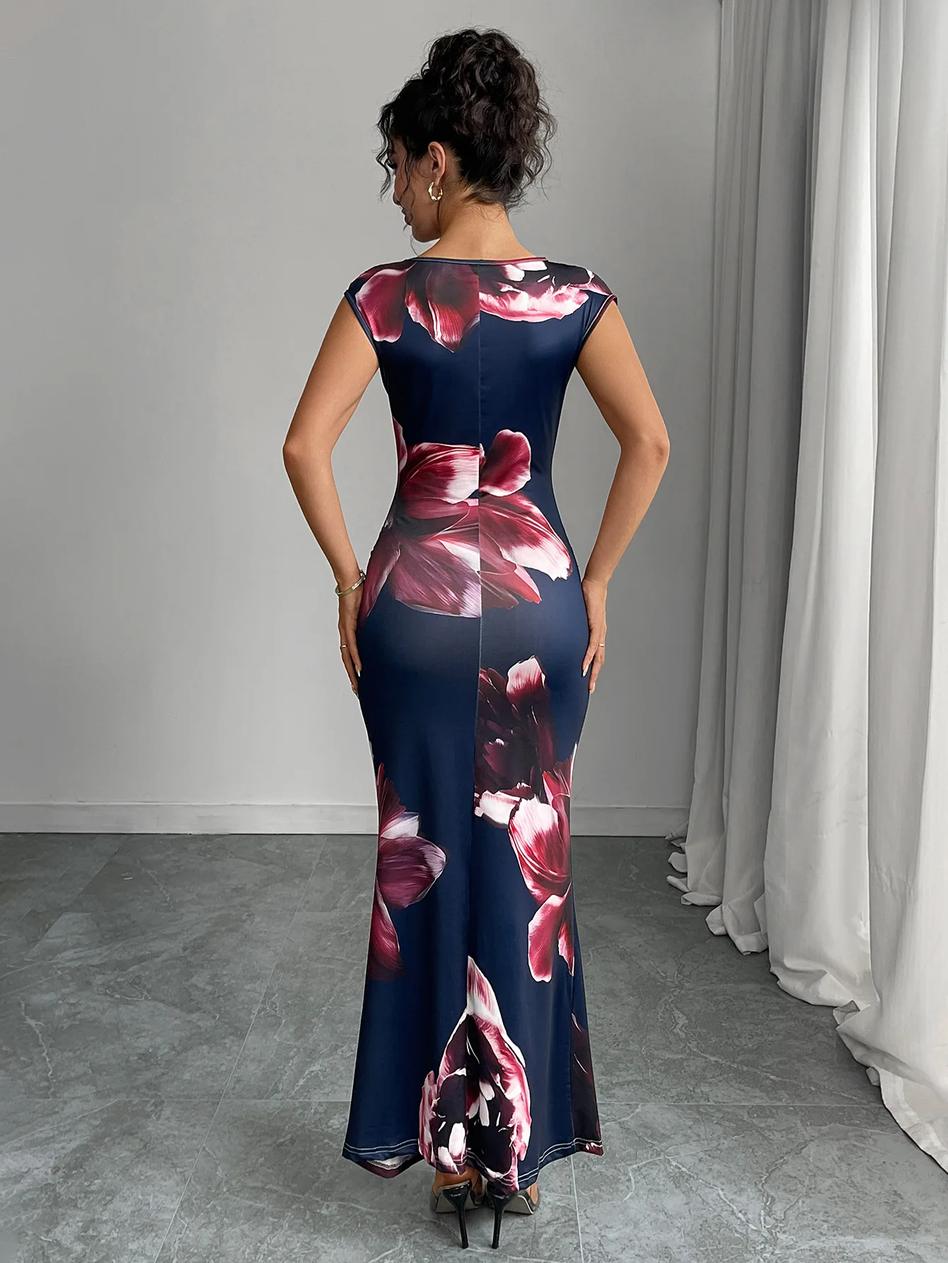 

Bodycon Dresses Evening Woman Jacquard Nightclub High Neck Performance Girl Asymmetrical Short Stage Theatre Show Concert Ladies