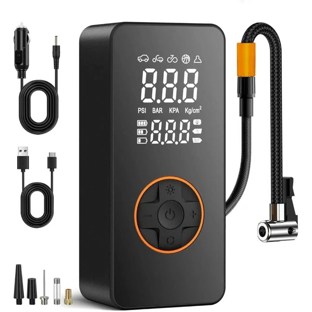 

US Shipping Portable Tire Inflator Cordless Air Compressor 150PSI for Car Motorcycle Bike Ball with Digital Pressure Gauge