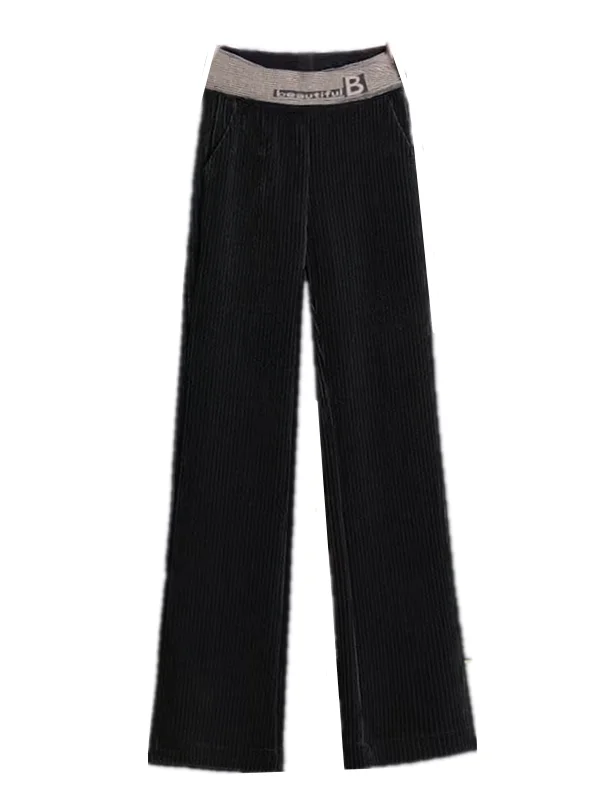 Hoge taille Fce gevoerde corduroy broek met rechte pijpen Dames losse gedrapeerde casual broek herfst winter Faion plus maat