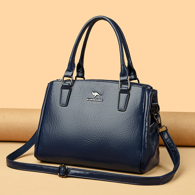 Women Soft Leather Handbags Luxury Designer 3 Layers Pocket Shoulder Crossbody Bags Ladies Large Capacity Brand Messenger Tote