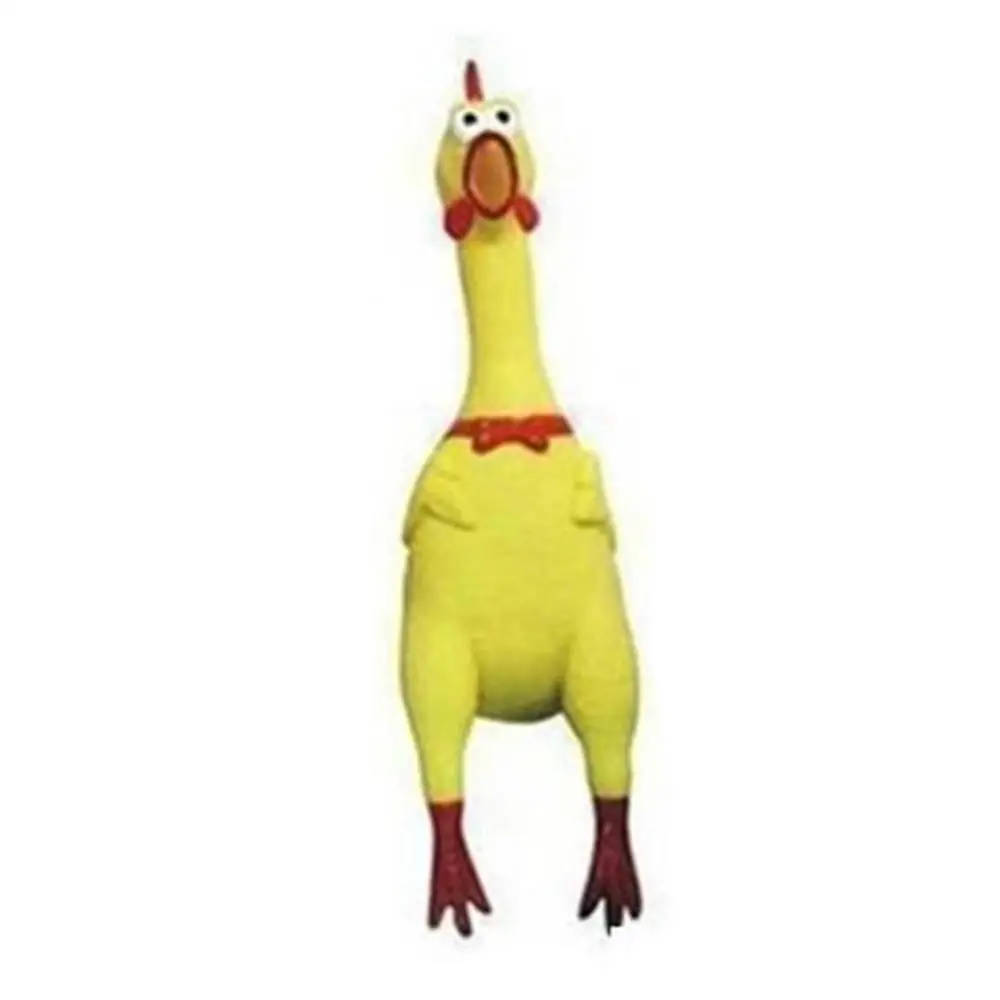 17cm Funny Chicken Squeak Toy Dog Sounding Toy Screaming Chicken Squeeze Sound Dog Chew Toy Yellow Screaming Rubber Chicken