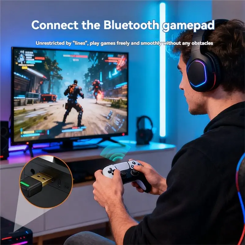 Ingenious-Wireless Bluetooth 6.0 Adapter USB Computer Wireless Receiver Audio Adapter Driver-Free 20M Stable Transmission