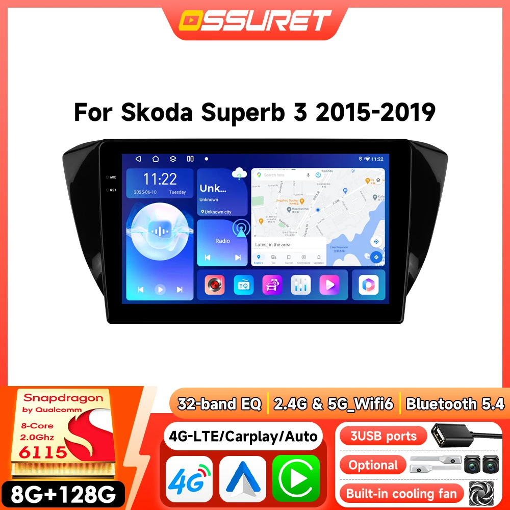 Image of 2-DIN Android Autoradio für Skoda Superb 3 2015-2019 Multimedia-Videoplayer Stereo Wireless Carplay GPS Autoradio 6115 Headunit