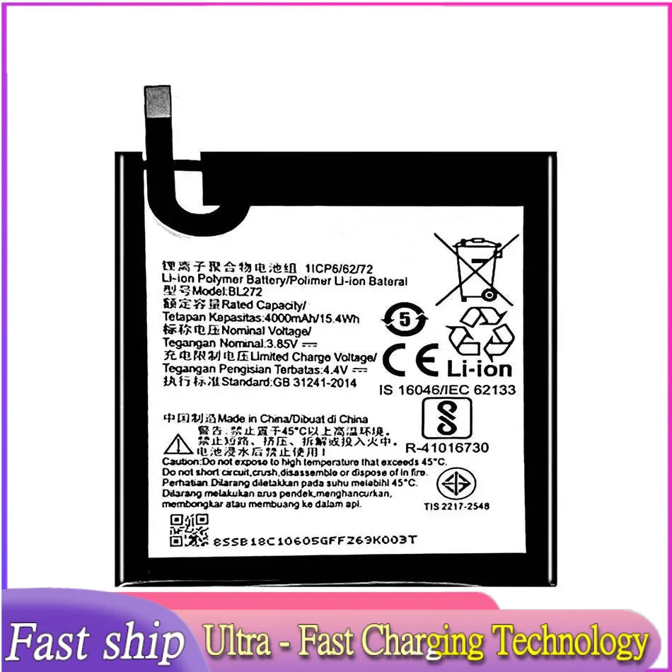 

Mobile Phone Battery BL272 4000Mah For Lenovo Vibe K6 Power K33A42 XT1662 Not K33a48 K33b36 K33b37