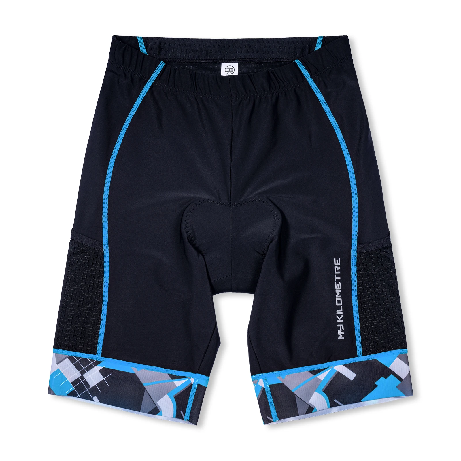 Men's Tri Shorts Quick Dry Compression Triathlon Cycling Shorts with Pad Side Pockets Swim Bike Run MY KILOMETRE