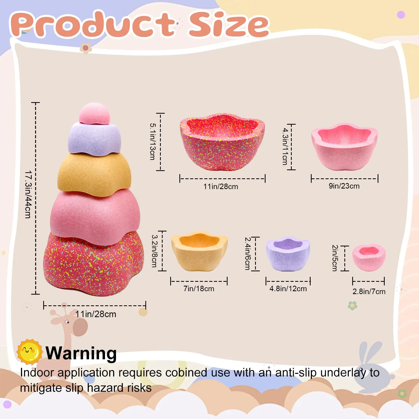 5 قطع من أحجار قوس قزح للأطفال الصغار، لعبة رياضية حسية، توازن التدريب في الهواء الطلق، ألعاب داخلية، لعبة خطوة إسفنجية EPP