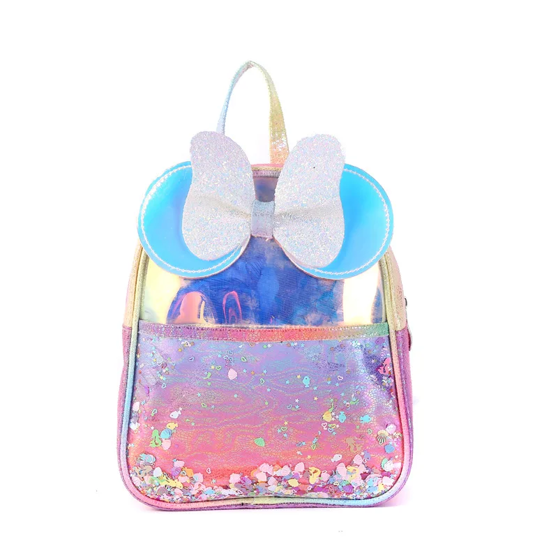 New Colorful Children's Backpack Cute Rainbow Laser Shoulder Bag Children Cartoon Sequins Glitter Large Capacity School Bag