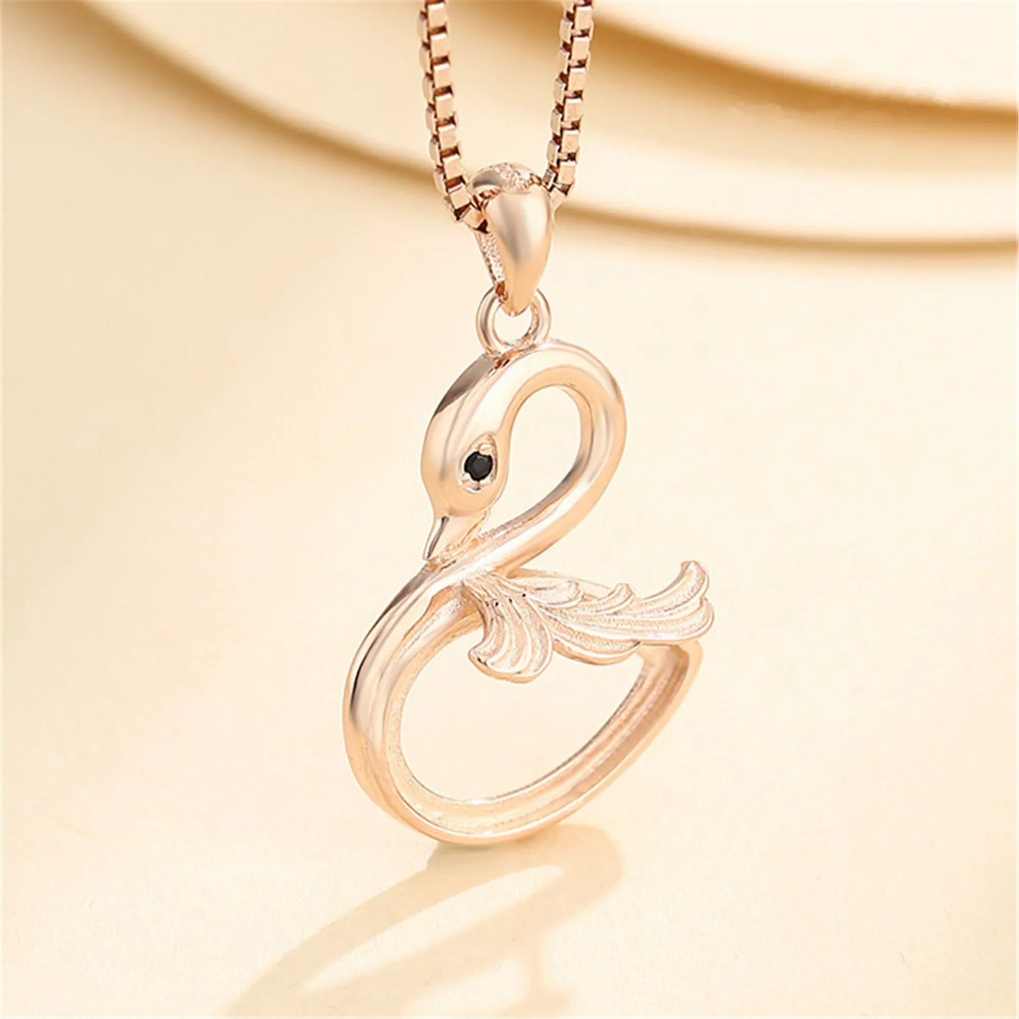 Pendant Base for 8x12mm Teardrop Cabochons Gold Plated 925 Silver Zircon Pendant Blank Swan Style Pendant Setting