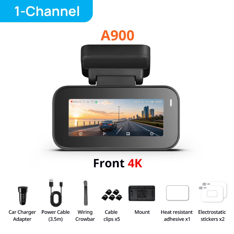 Câmera veicular 70mai Dash Cam 4K A900 - 1 câmera, sem cartão microSD