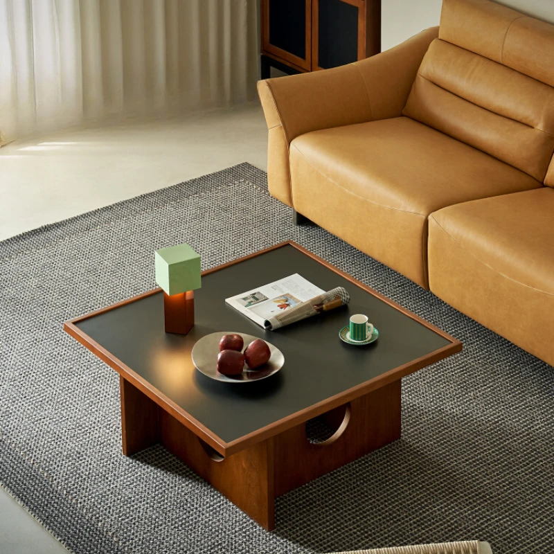 Cave geometry coffee table |Space-time dialogue between slate and solid wood, medieval retro tone meets modern living philosophy