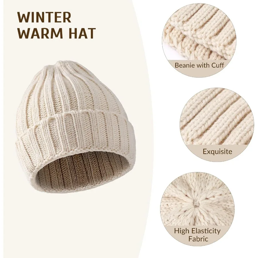 ชุดหมวกไหมพรม ผ้าพันคอ ถุงมือหน้าจอสัมผัส 3 ชิ้น ชุดถุงมือบุขนหนานุ่ม หมวกไหมพรม ผ้าพันคอ สำหรับผู้หญิง ผู้ชาย คุณภาพเยี่ยม